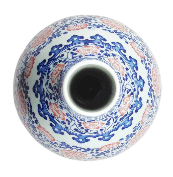 15030001 Chinesisches Porzellan Keulenvase Blau Weiß, H 50 cm