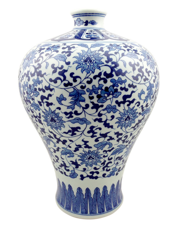 15030004 Chinesisches Blau Weiß Porzellan Meiping Vase, H 40 cm