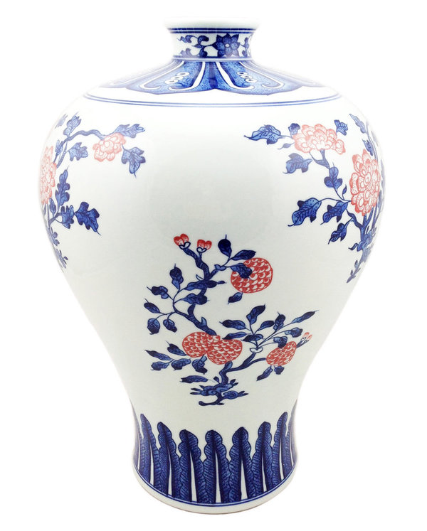 15030006 Chinesisches Porzellan Meiping Vase mit Granatapfelmuster, H 40 cm