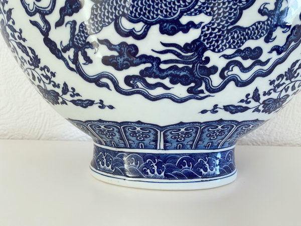 15030009A Chinesisches Blau Weiß Porzellan Drachen A, H 50 cm