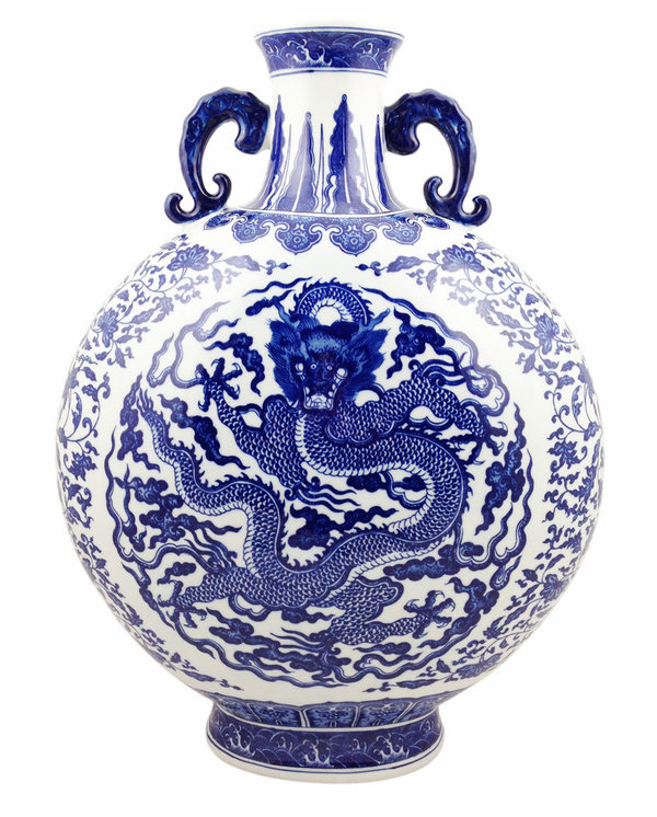 15030009B Chinesisches Blau Weiß Porzellan Drachen B, H 50 cm