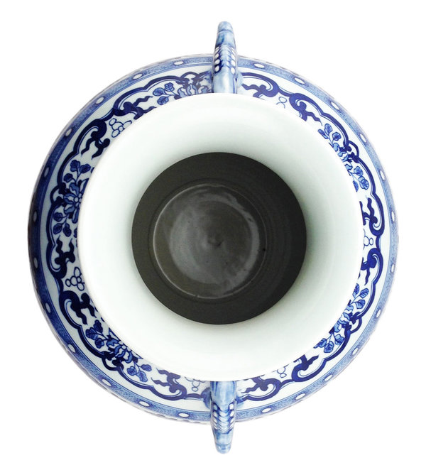 15030014  Chinesisches Blau Weiß Porzellan mit Henkel, H 40 cm