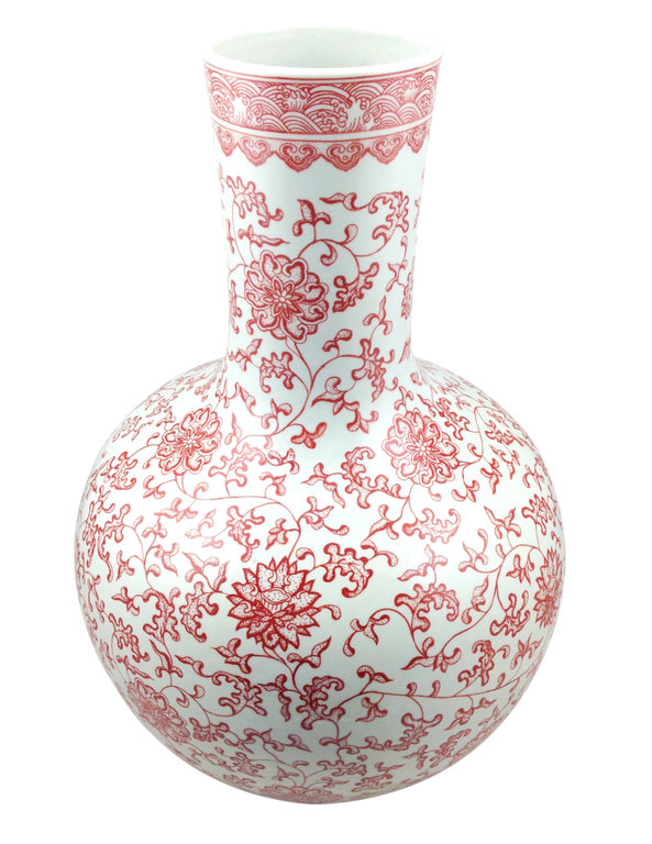 15030020 Chinesisches Porzellan Vase mit Blüten und Rankenmuster, H 56 cm
