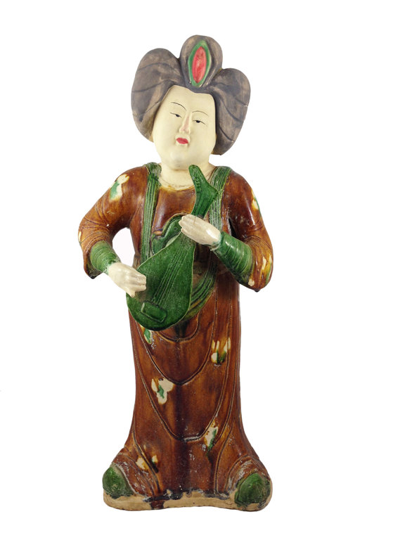 Chinesische Terrakotta Figur Tang Musikerin, H 56cm