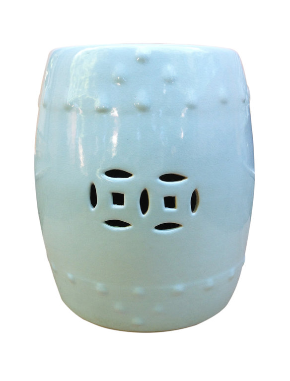15030021 Chinesisches Porzellan Hocker Hellblau, H38 cm
