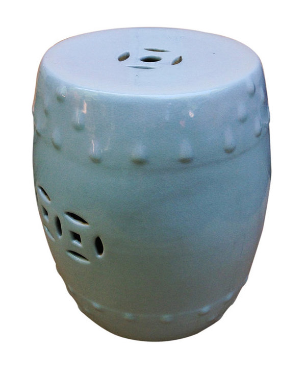 15030021 Chinesisches Porzellan Hocker Hellblau, H38 cm