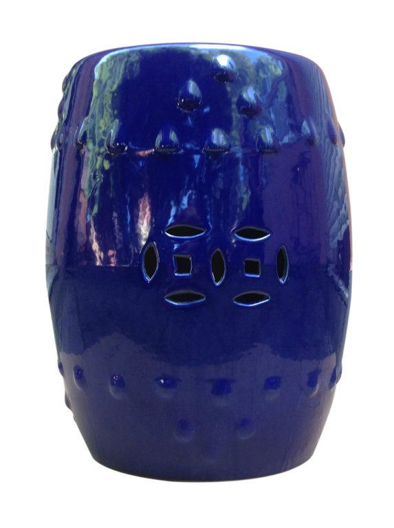 Chinesisches Porzellan Hocker Blau, H 44cm