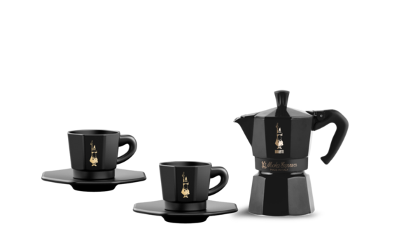Bialetti Espressokocher Star Edition Moka Express Set, matt schwarz