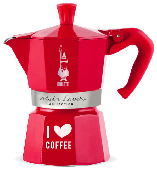 Bialetti Moka Lovers rot limited Edition, Espressokocher I love coffee